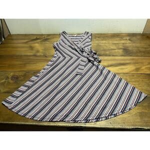 Rolla Coster Faux Wrap Dress Womens Small Striped Tie Waist V Neck Classic